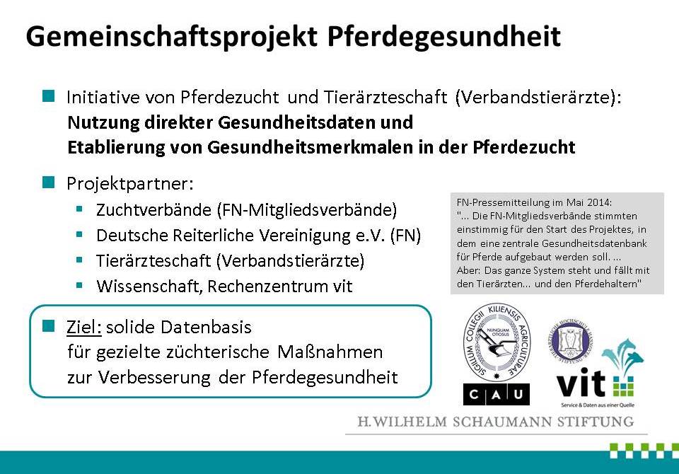 Gemeinschaftsprojekt Pferdegesundheit: Projektpartner